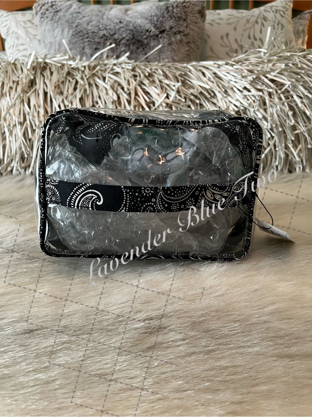 New VERA BRADLEY Stellar Paisley 3 Piece Cosmetic Clear Carry Case 2 Zip Pouches - Picture 6 of 12